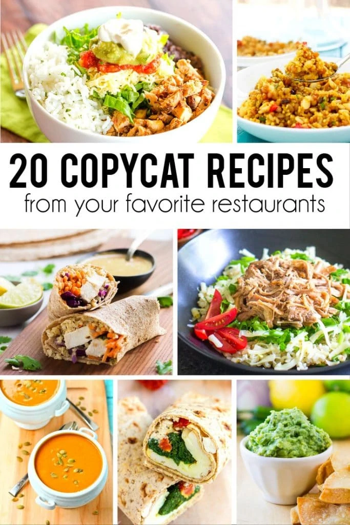 20 copycat recipes from your favorite restaurants graphic.