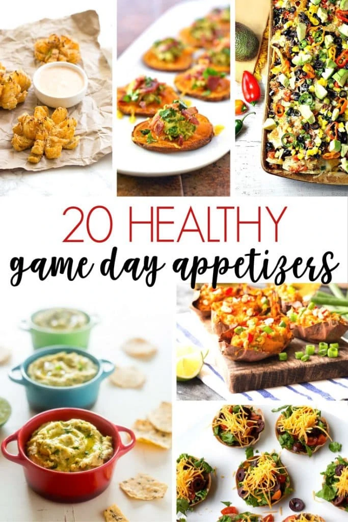 20 healthy game day appetizers perfect for your next party or the Super Bowl! Love the mix of vegetarian, vegan and Paleo recipes along with many other delicious snacks!