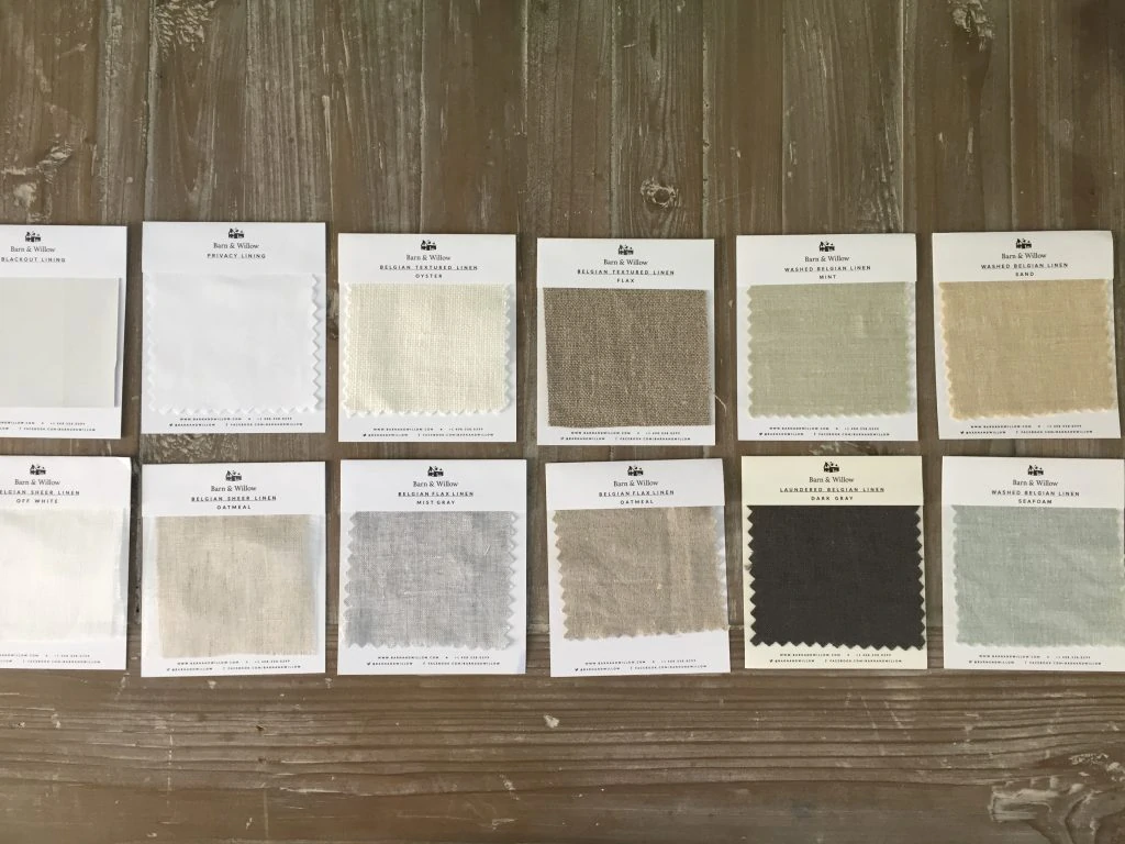 Free fabric swatches from barn & Willow helped make my decision so much easier when it came to picking shade colors. 