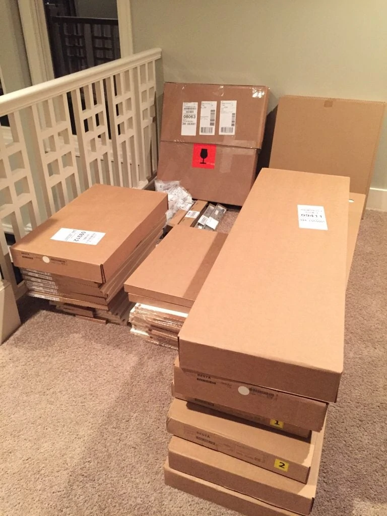 Boxes for the IKEA Besta we ordered. Now to put it together...