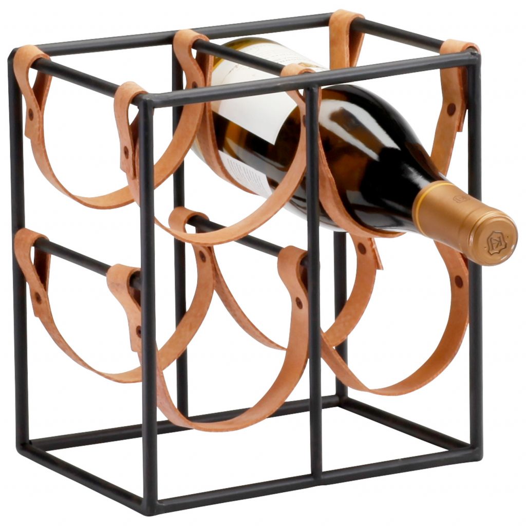 Iron and Leather Wine Holder