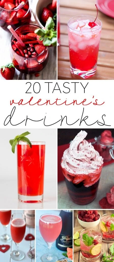 A round-up of 20 Valentine's Day Cocktails and Mocktails. These drinks are all shades of red and pink.