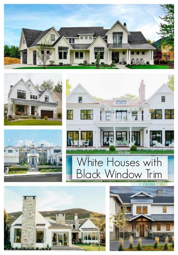 A collection of white houses with black window trim. Excellent resource full of beautiful inspiration!