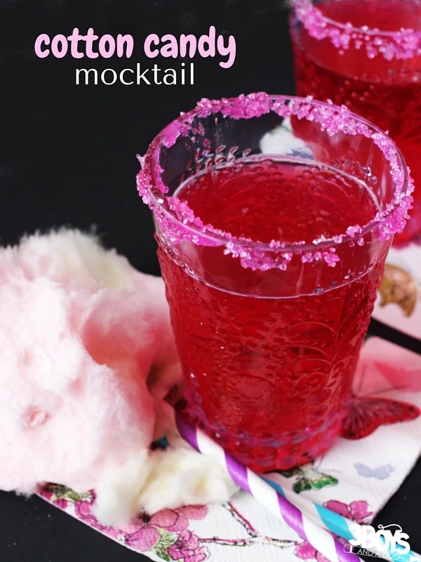 Cotton candy mocktail with candy rim.