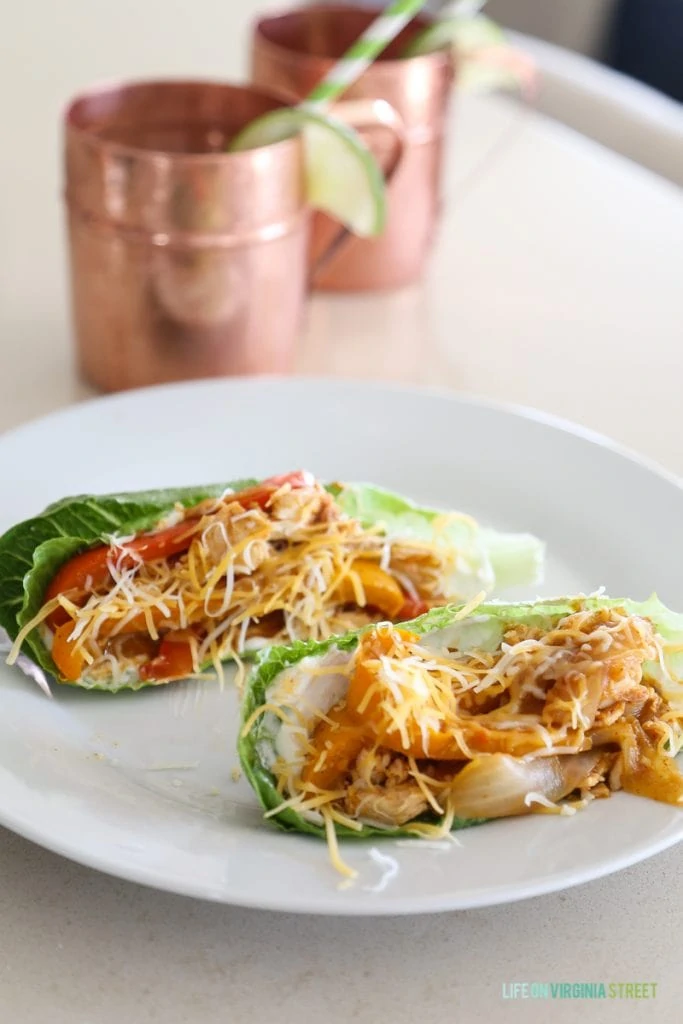 A healthier alternative to fajitas. They lettuce fajitas are packed full of veggies and feel like a guilty treat even though they are fairly healthy! Perfect paired with a Mexican Mule!