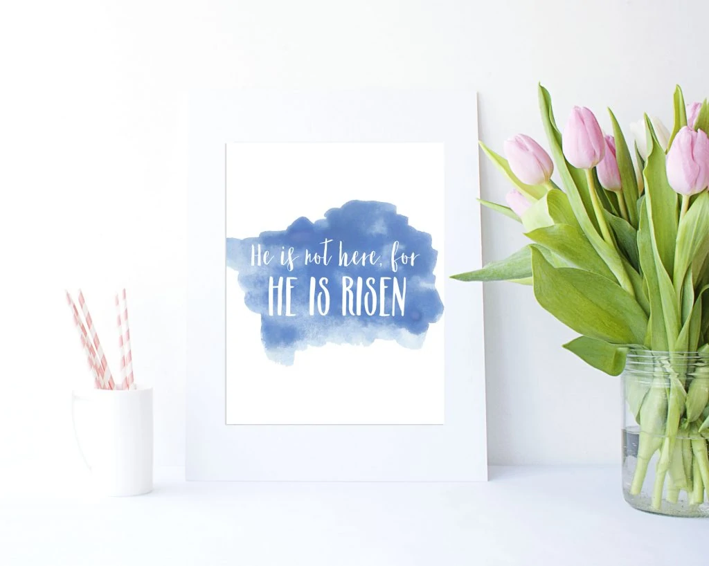 25 + Easter Printables. Loving this "He is not here, for He is Risen" watercolor printable perfect for Easter and spring!