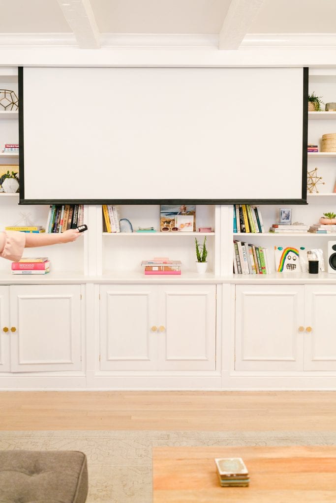 Hidden Projector TV Screen via A Beautiful Mess