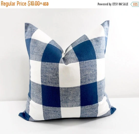 Add a pop of bright blue with these buffalo checked throw pillows!