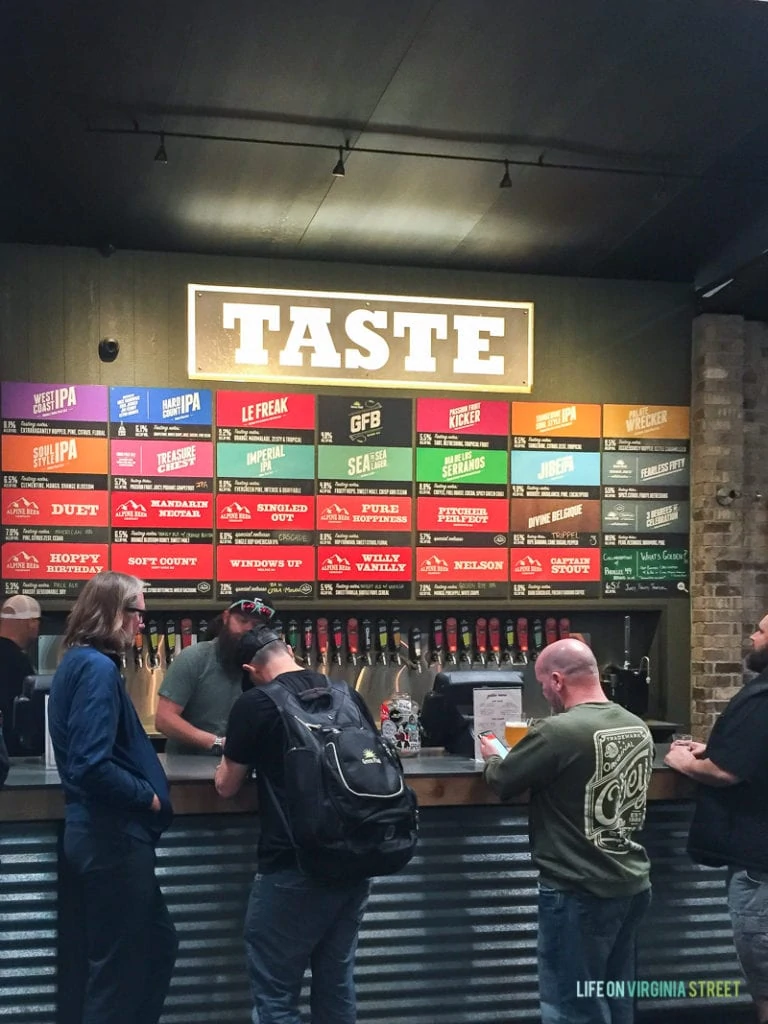 This is the bar at Green Flash Brewery where you can sample some of their delicious beer. 