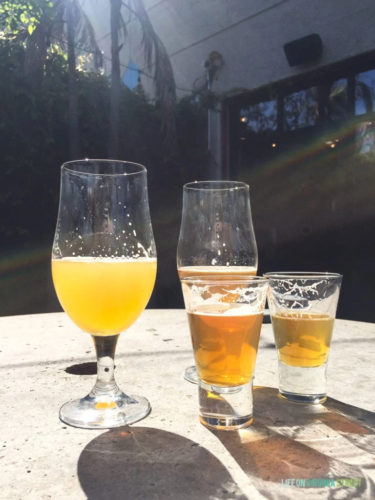 The four types of beer we sampled at the Green Flash Brewery on our Southern California Vacation. 