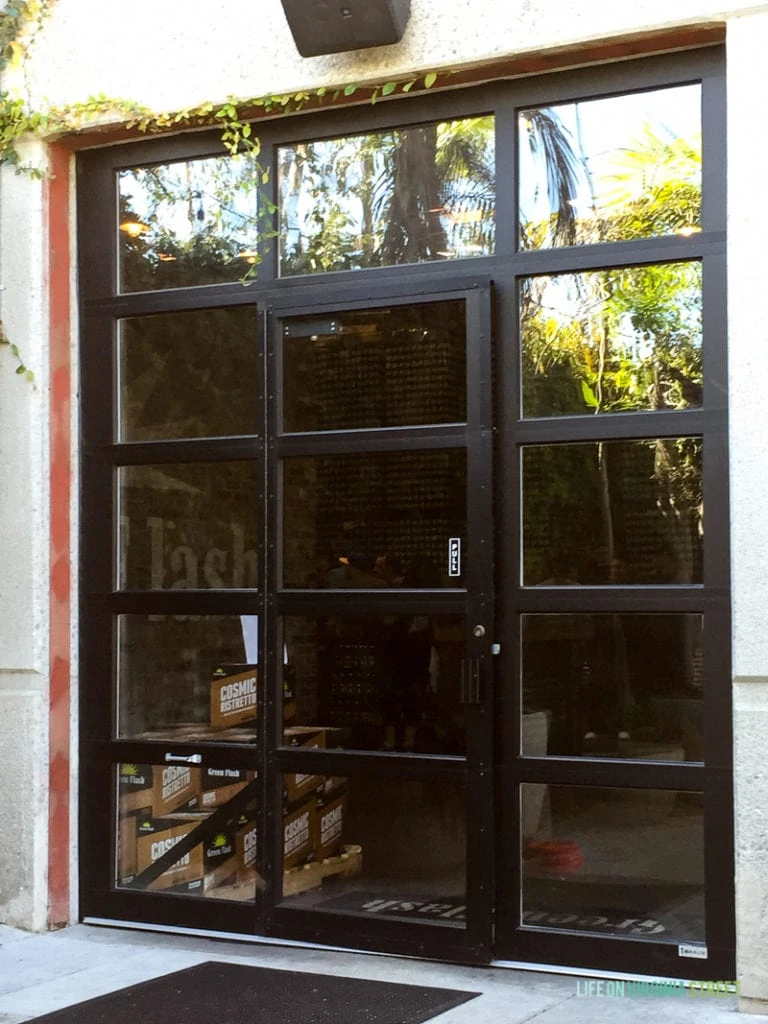  A patio door that was actually a garage door. The door could open all the way, garage door style, if it was warm out, or you can just use the regular door in the colder months. Genius!