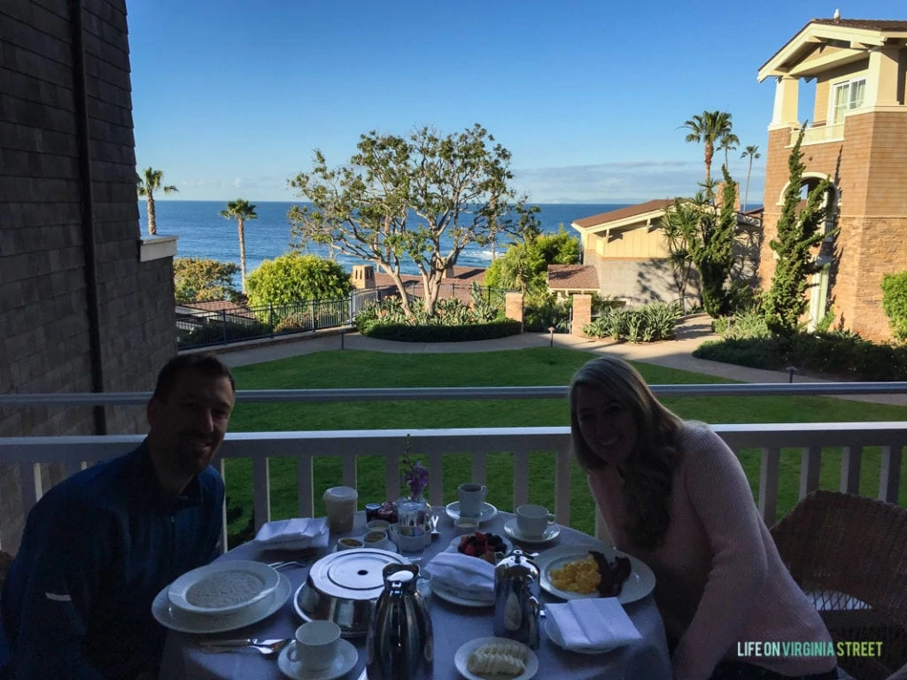 Here's Kurtis and I on our balcony eating breakfast!