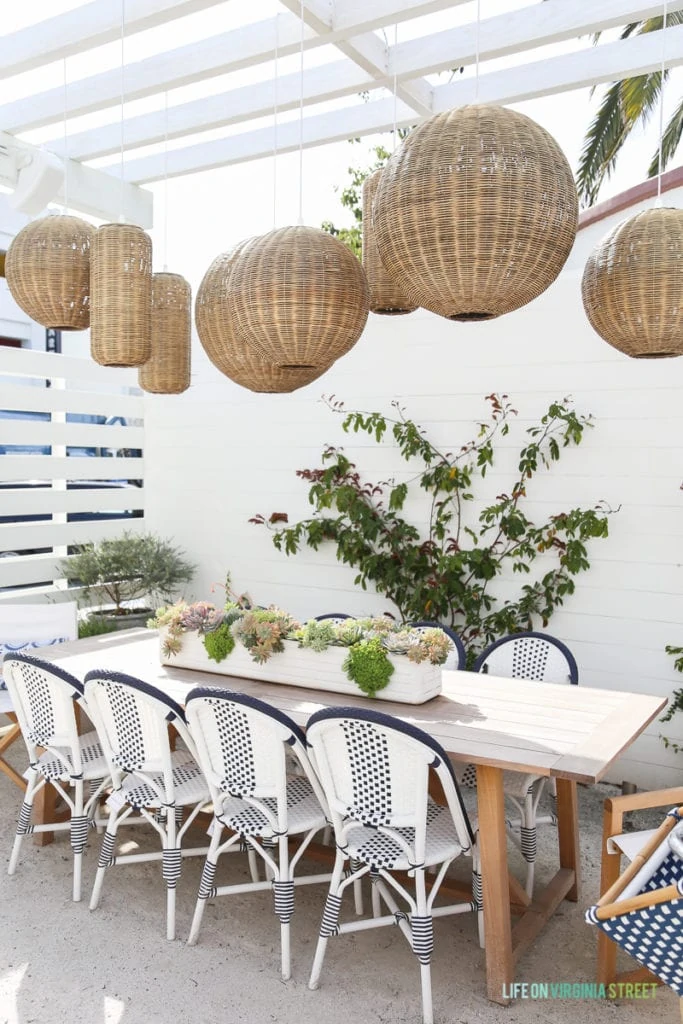 This outdoor dining area at Serena & Lily gave me some major inspiration for our home patio. 