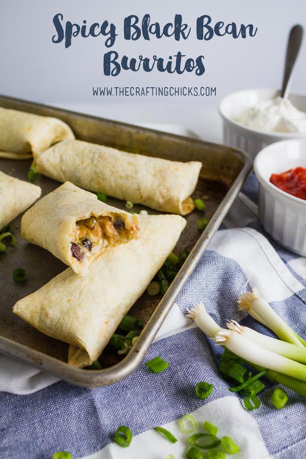 Spicy black bean burrito in a baking pan.