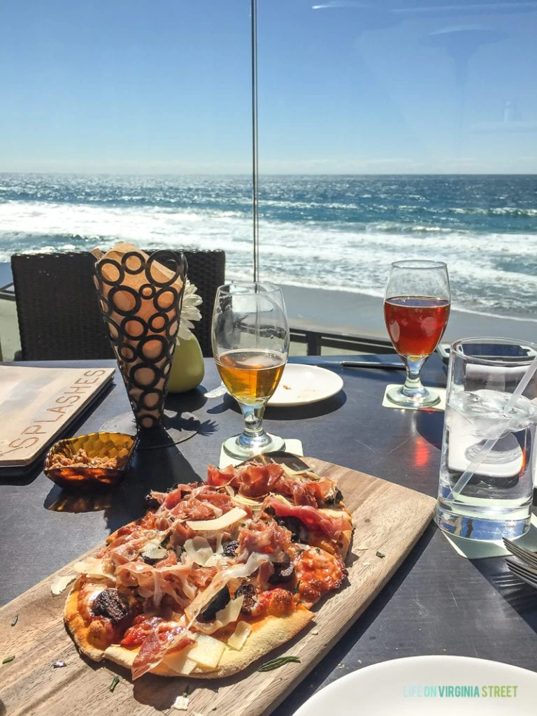 Our table at Splashes, a highly recommended restaurant. We sat at this table and looked out over the ocean while having flatbread style pizza and drinks!