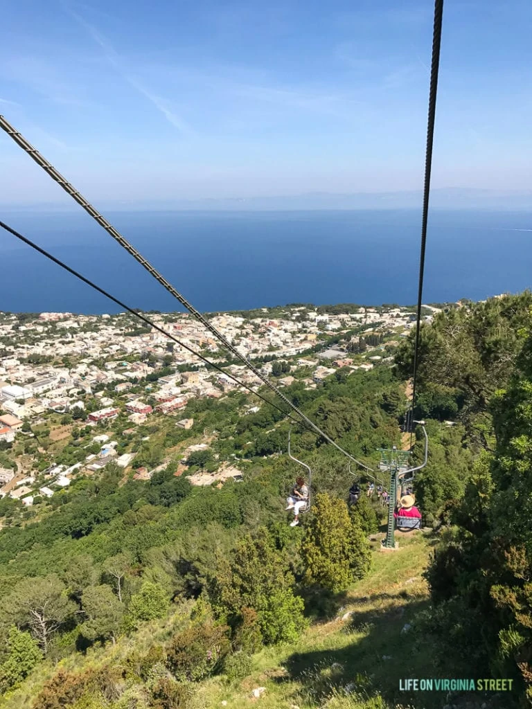 A chairlift to the top of the mountain in Capri.