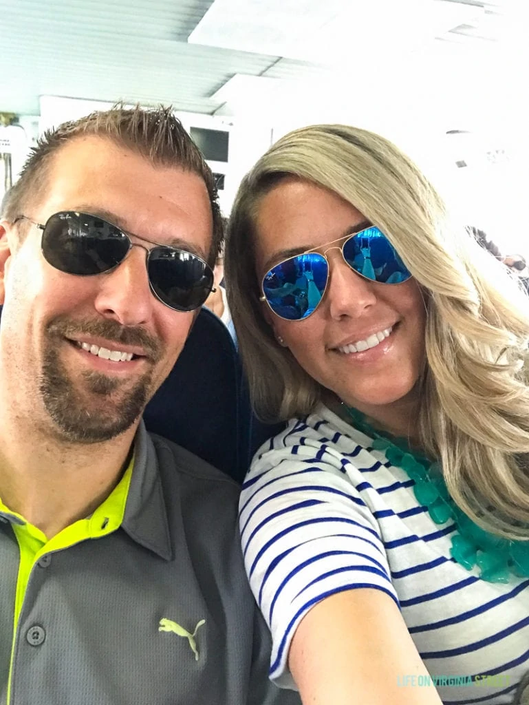 Husband and wife on their way to a new location on a jetfoil boat.