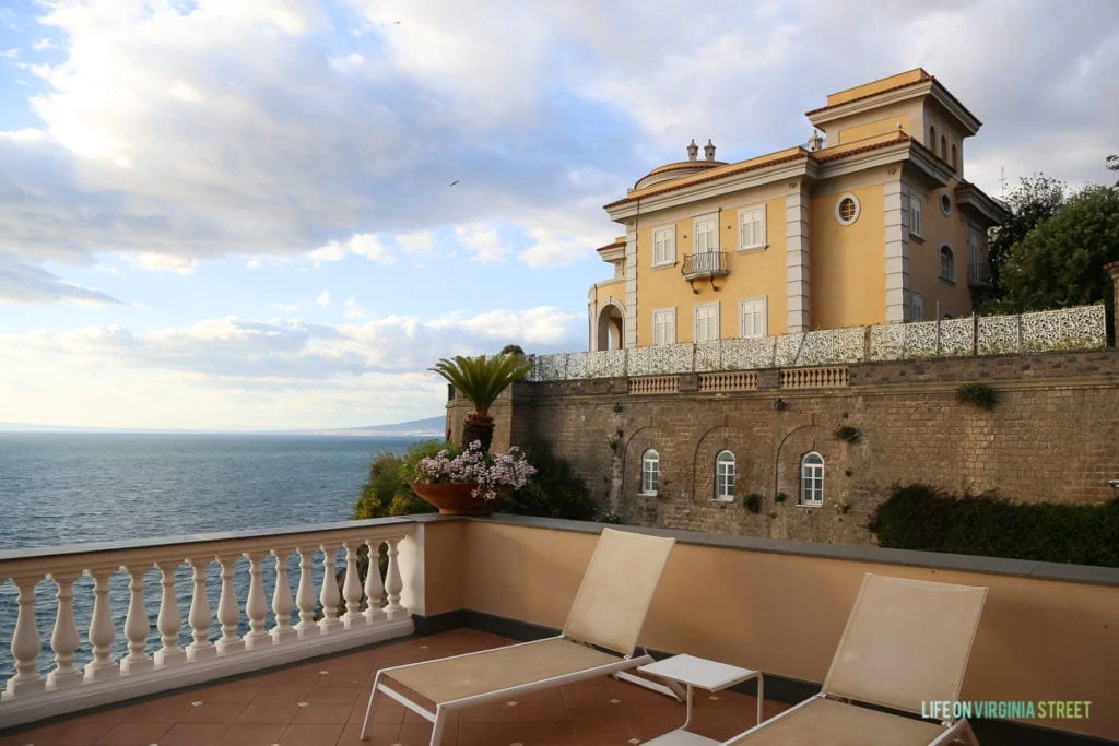 The balcony off the hotel room.