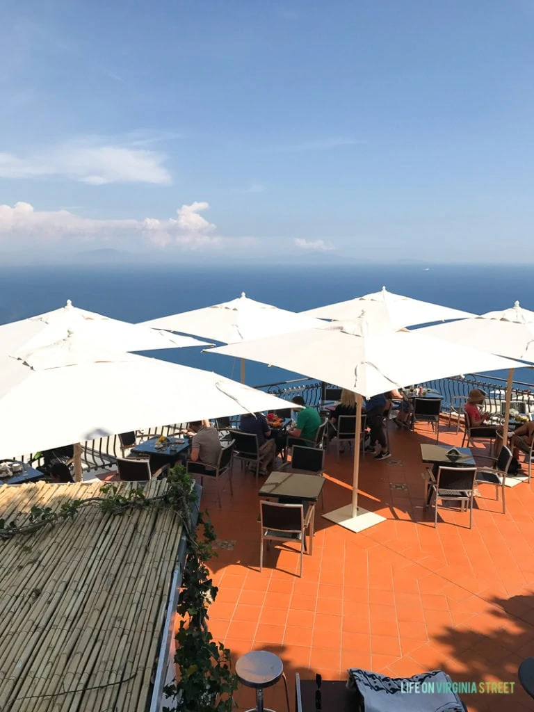 A restaurant patio on top of the hill.