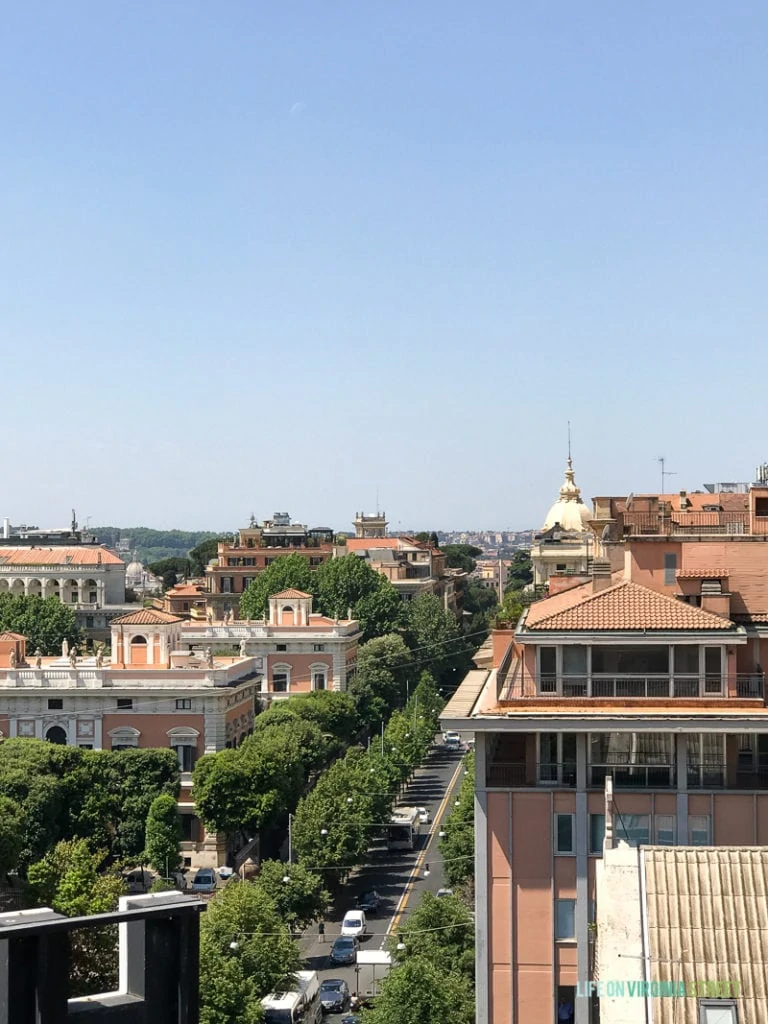 Aerial view of the streets of Rome.