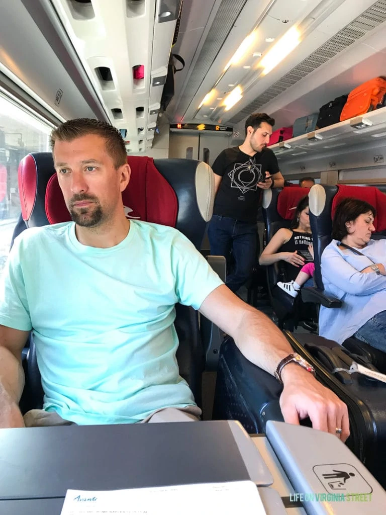 Sitting on a crowded Italian train.