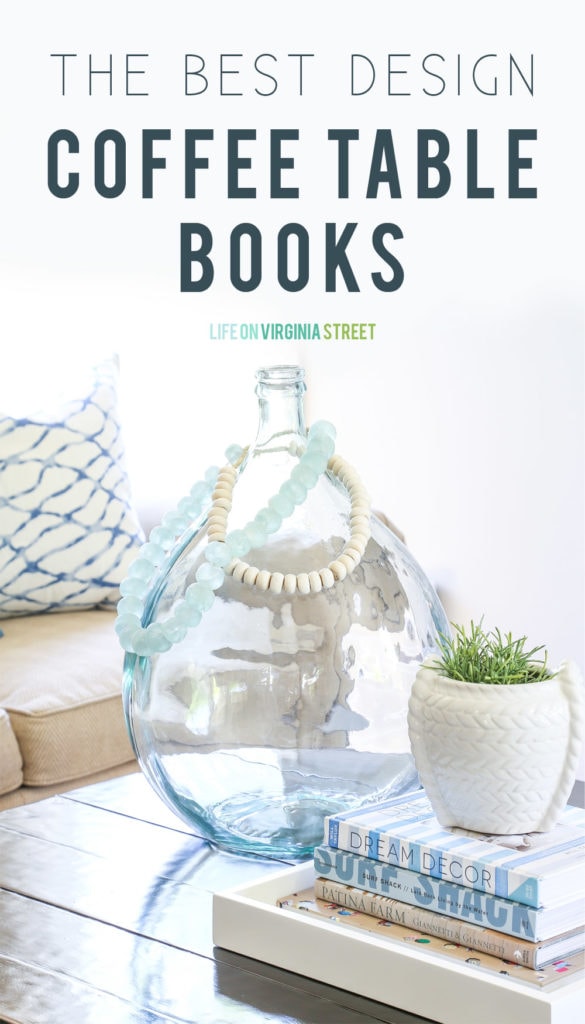 A collection of the most beautiful and favorite design coffee table books. Most are even more perfect for a coastal or beachy themed house. Love this large glass demi-john vase and glass beads!