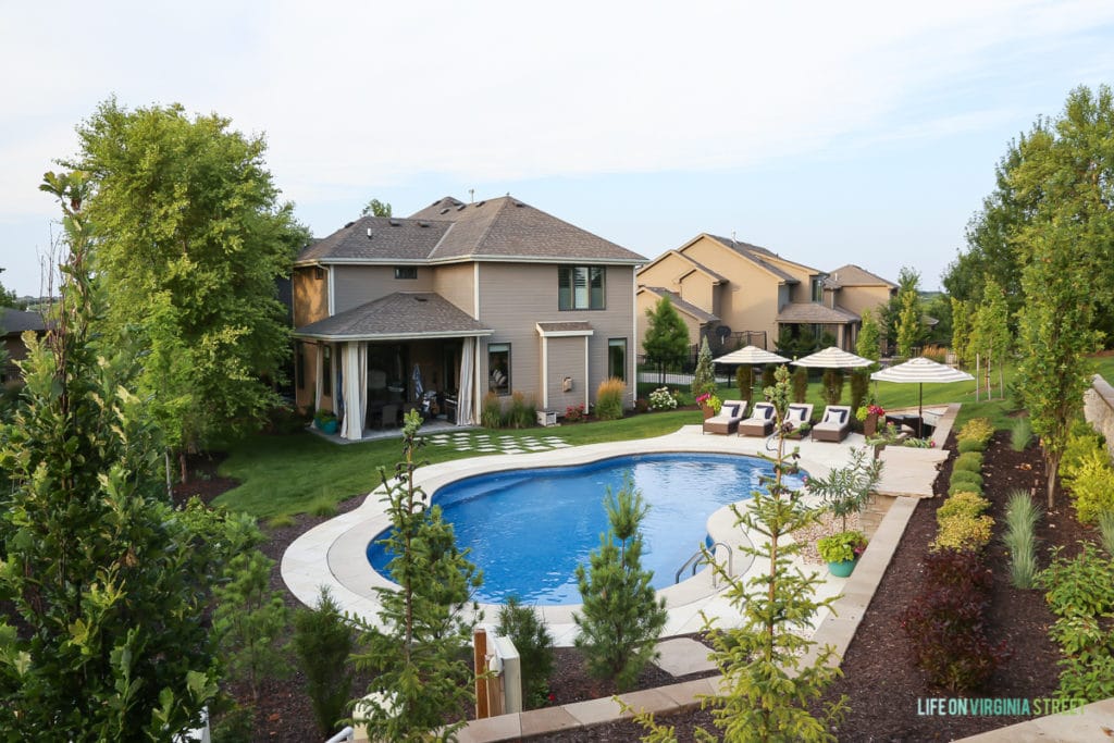 Here is the pool from above. If I'm being totally honest, there are only one or two things I'd change about our amazing backyard pool!