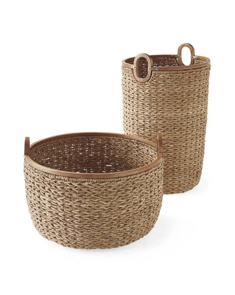 Seagrass, Wood and Galvanized Metal Baskets