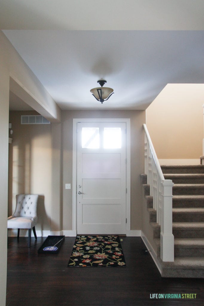 This was our entryway when we first moved in - very plain and kind of drab! Definitely needed an update. 