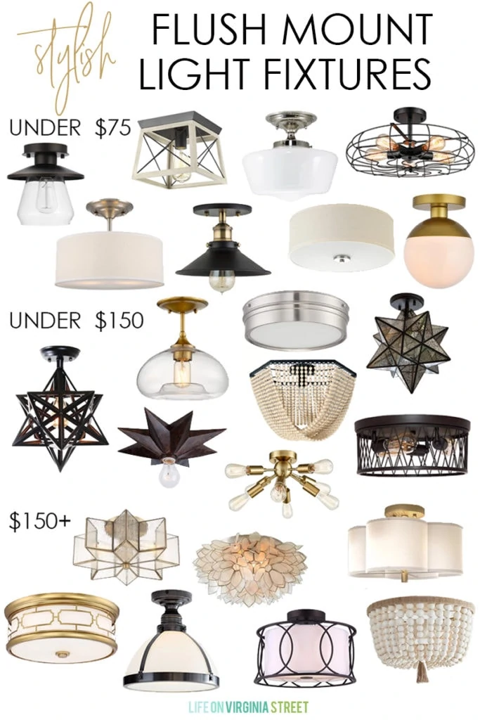 A huge collection of stylish flush mount light fixtures for all decorating styles and budgets! Updating your lights is a great way to up the "wow" factor in any your rooms!