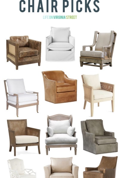 A collection of living room chairs perfect for coastal or beachy style traditional homes. Includes a variety of cane chairs, spindle chairs, leather chairs and upholstered chairs.
