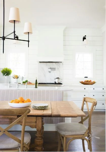 I'm in love with the white on white in this modern kitchen, especially the look of the shiplap walls. Shiplap walls don't have to be shabby chic!