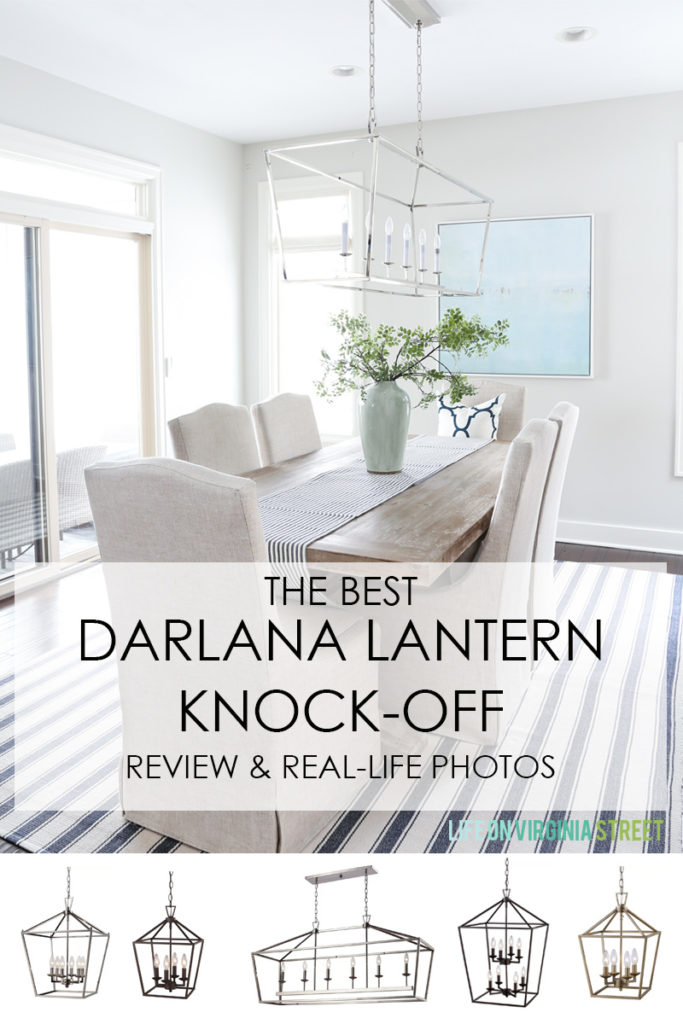 The Best Darlana Lantern Pendant Knock-Off Light Options. This includes both the linear and pendant versions. A comprehensive review of finishes, shapes and sizes. Great info!