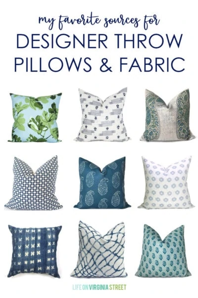 A excellent post about the best sources for designer throw pillows and fabrics.