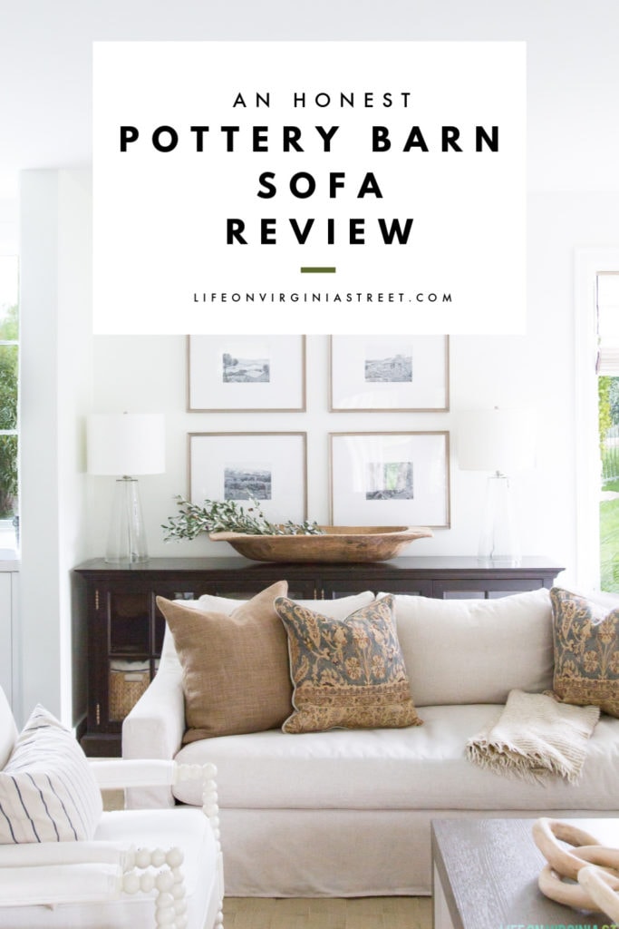 An honest Pottery Barn sofa review from a real-life user who has owned the York sofa for several years!