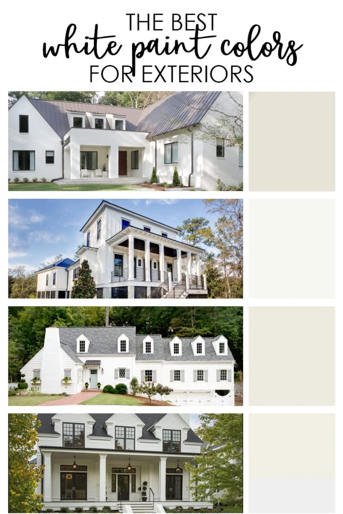 A collection of the best exterior white paint colors for your home. Includes a long list of recommendations and real-life photo examples of the colors on homes.