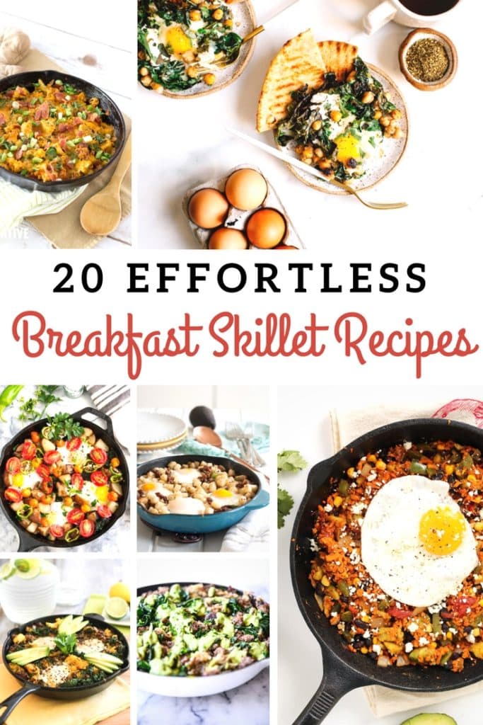20 effortless breakfast skillet recipes poster.