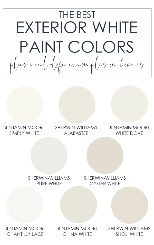 A collection of the best exterior white paint colors to use on your house! Includes warm and cool white tones along with real-life examples of the colors on real houses!