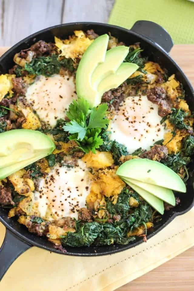 Paleo Ground Beef & Butternut Squash Breakfast Skillet Recipe.