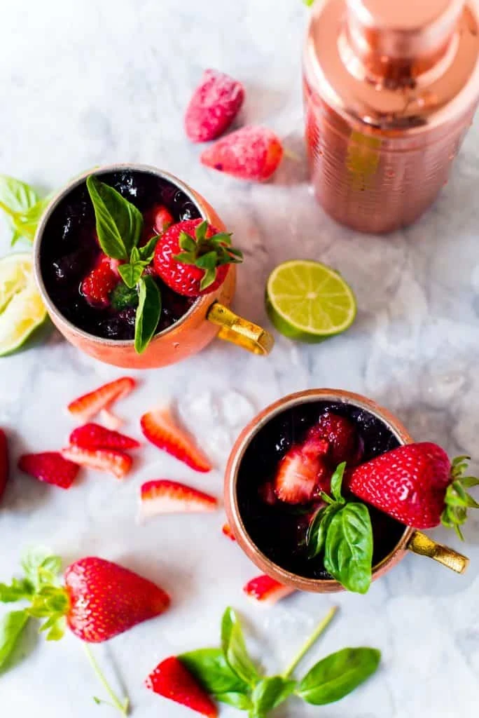 Strawberry basil mule cocktail recipe