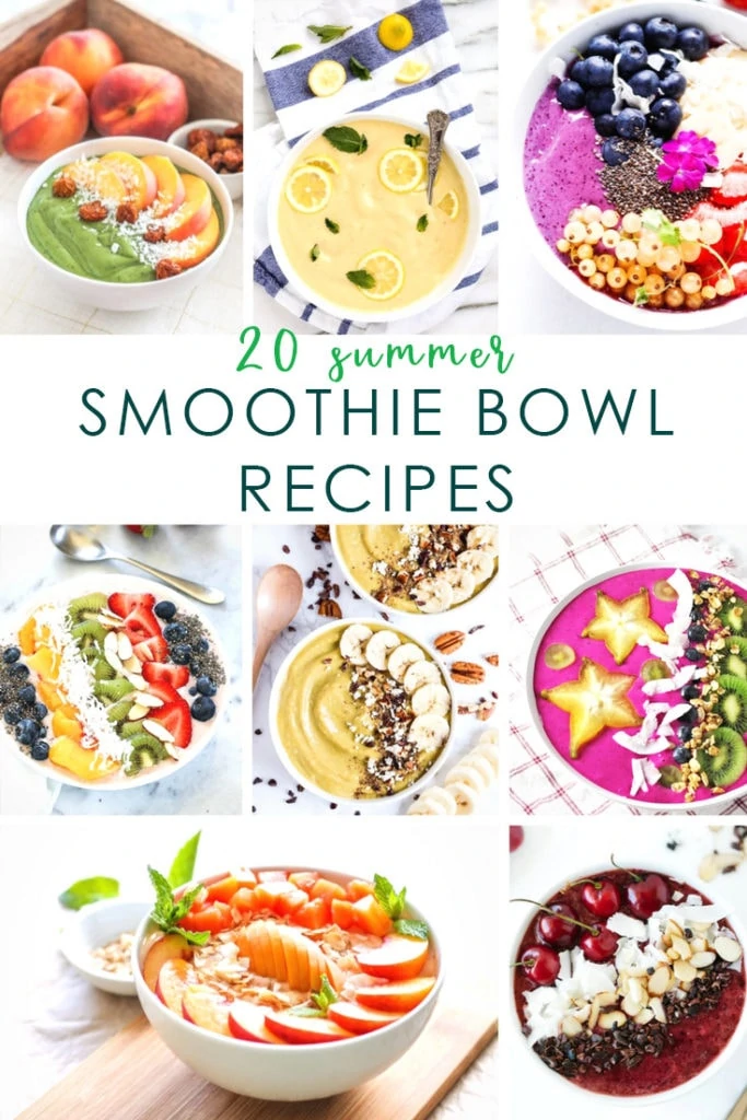 A collection of 20 summer smoothie bowl recipes that are perfect for eating healthy in the warmer months! These recipes use a wide variety of fruits so there's sure to be one everyone will love!