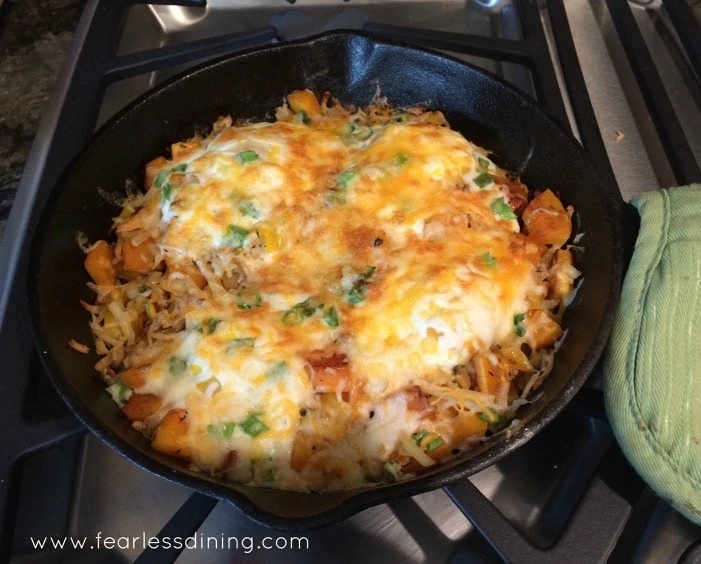 Butternut squash skillet in a cast iron pan.