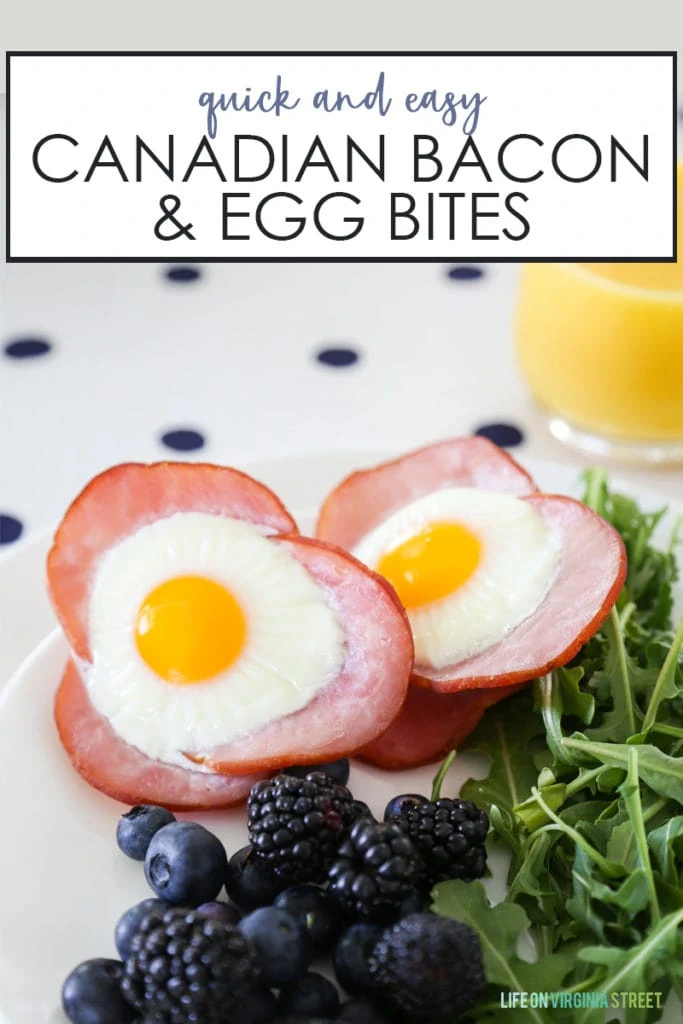 A quick and easy Canadian bacon and egg bite recipe graphic.