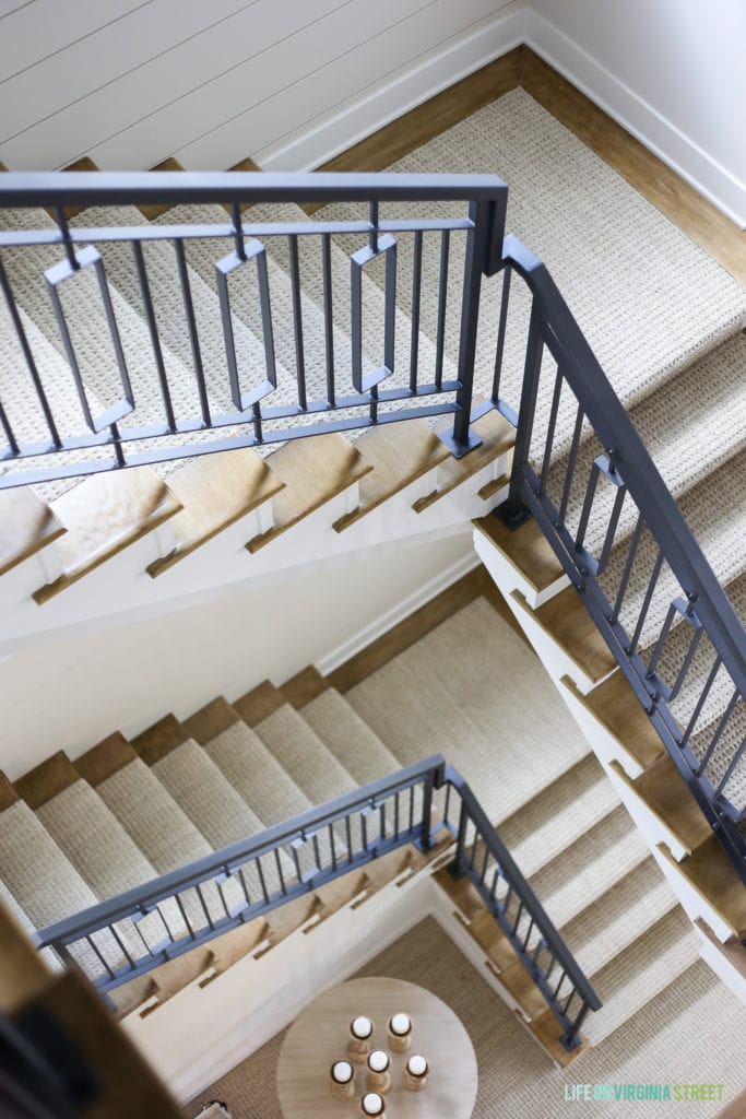 View from the staircase down the stairs to the bottom of many levels.