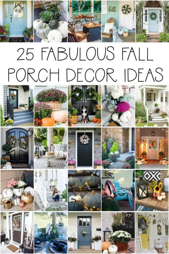 A collection of 25 gorgeous fall porch decor ideas, perfect for the autumn months! Also includes fall planter inspiration poster.
