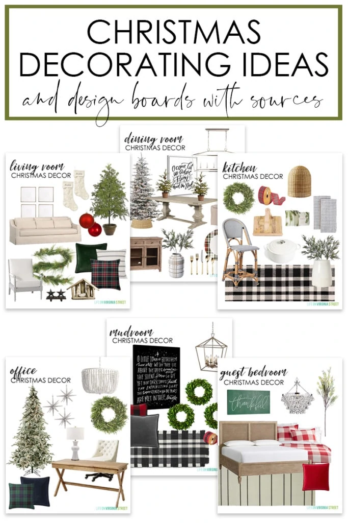 A collection of Christmas decorating ideas and design boards poster.