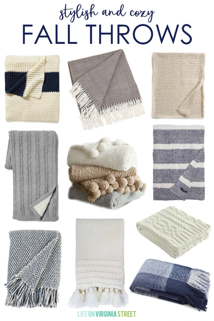 A beautiful collection of 20+ stylish and cozy fall throws that will bring warmth to the autumn season! The blankets are perfect to cuddle up with while watching TV or as an extra layer on a bed.