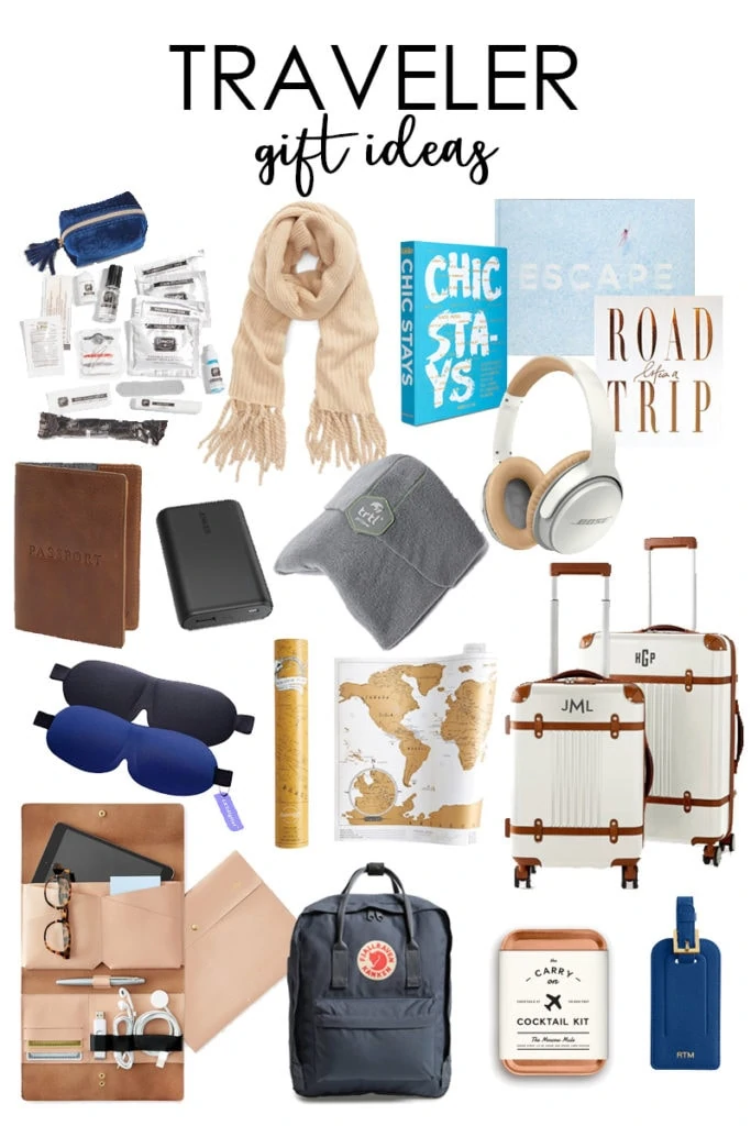 A curated collection of traveler gift ideas for the seasoned jetsetter poster.