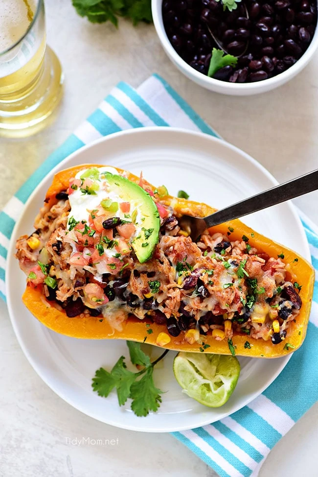 Southwest black bean stuffed squash.