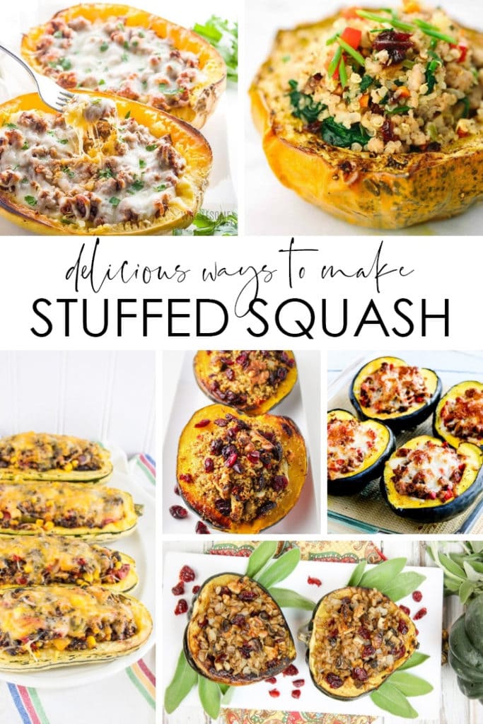 Delicious ways to make stuffed squash graphic.